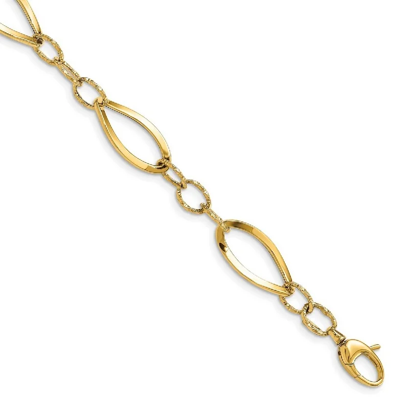 Lightweight bracelets  Curata 9.5mm 14k Gold Polished Sparkle Cut Fancy Link Bracelet 7.75 Inch