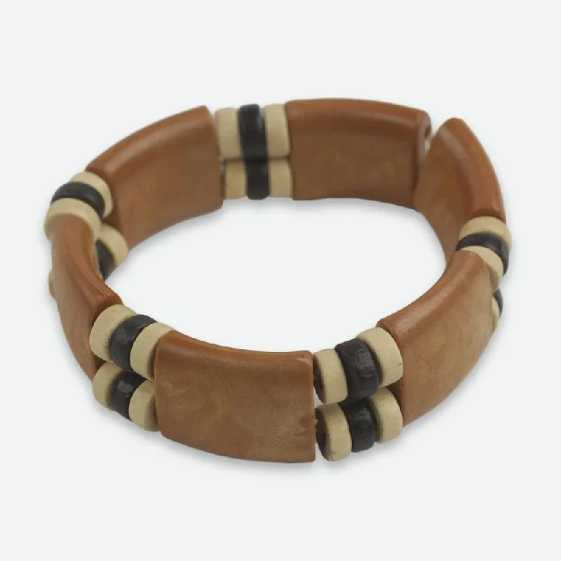 Nickel-free bracelets  Handmade Sese Wood and Recycled Plastic 'Butterscotch' Bracelet (Ghana)