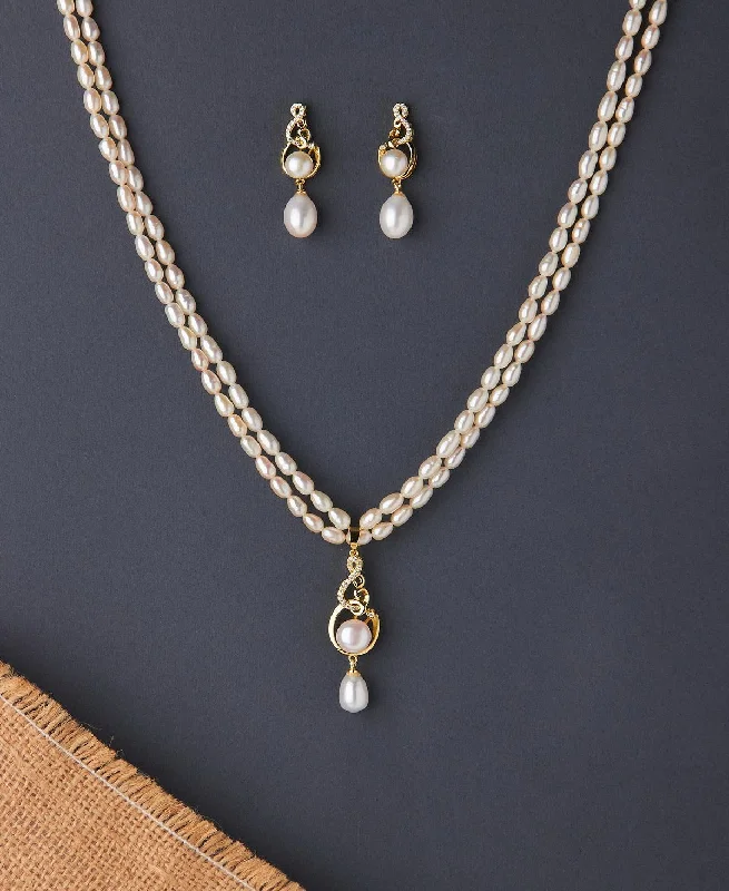 Crystal charm necklaces  Elegant Real Pearl Necklace Set