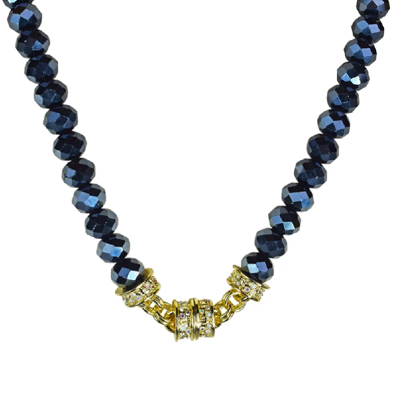 Necklaces for formal events  Divine Beaded 10mm Magnetic Interchangeable Necklace (Goldtone/Black Silk)