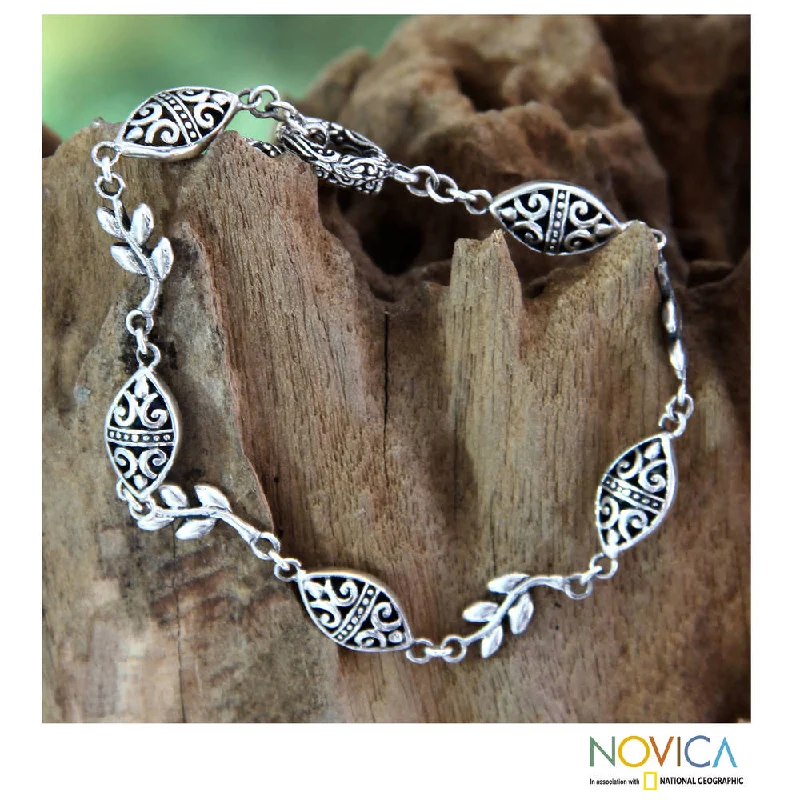 Trendy geometric bracelets  Handmade Sterling Silver 'Denpasar Paradise' Bracelet (Indonesia)