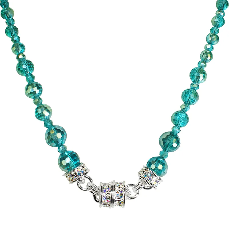 Simple pearl strand necklaces  Belle Of The Ball Beaded Magnetic Interchangeable Necklace (Sterling Silvertone/Azure AB)