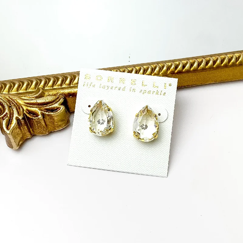 Geometric earringsSorrelli | Eileen Stud Earrings in Bright Gold Tone and Clear Crystals