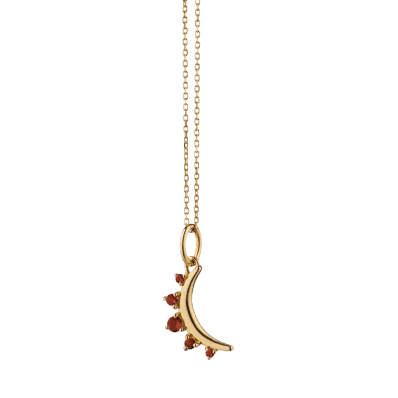 Valentine’s Day gift necklaces  January Garnet "Moon" 18K Gold Birthstone Necklace