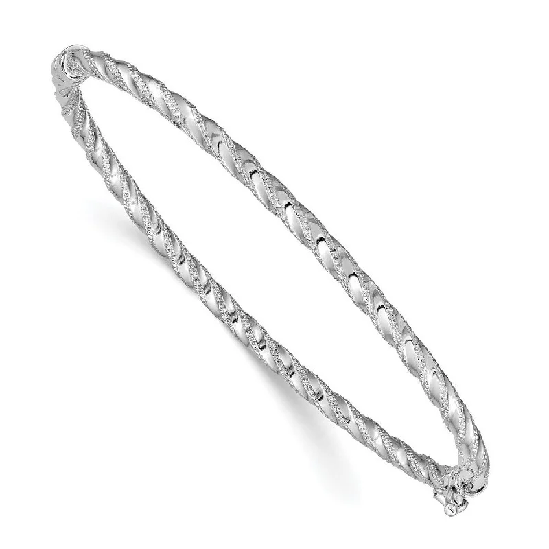 Tassel charm bracelets  Curata 3mm 14k White Gold Textured Hinged Cuff Stackable Bangle Bracelet