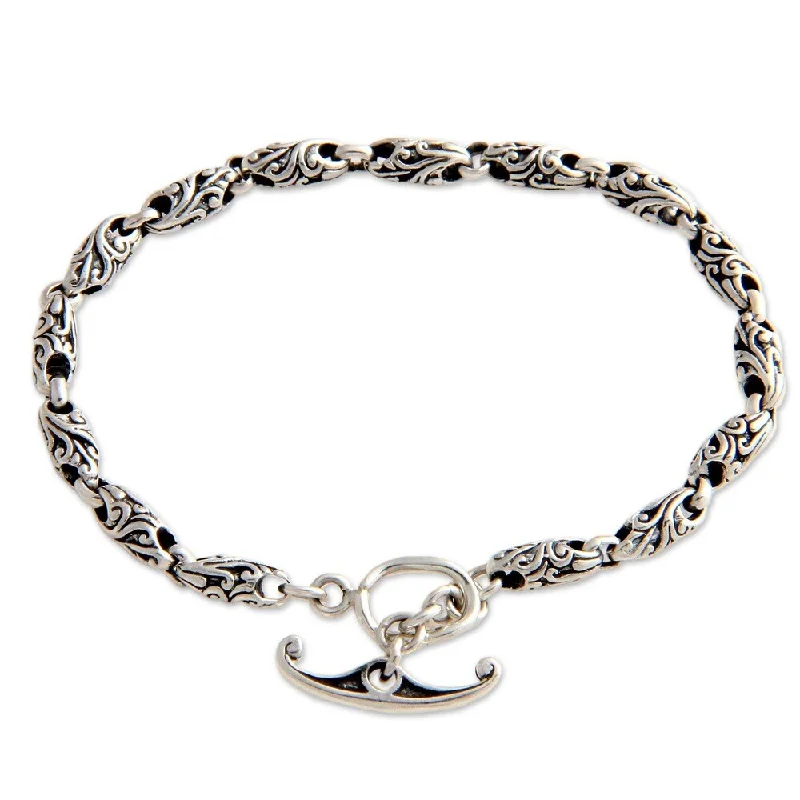 Anniversary gift bracelets  Handmade Sterling Silver 'To Flourish' Chain Bracelet (Indonesia)