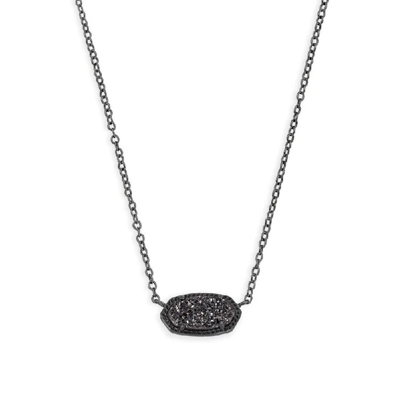 Bold charm necklaces  Kendra Scott Elisa Short Pendant Necklace in Gunmetal Black Drusy