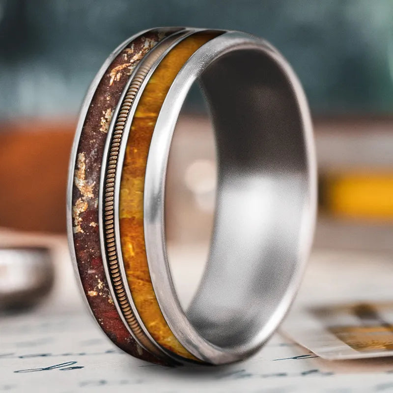 Delicate thin band ringsCustom Design - 3-Inlay Metal Center Ring PB4XucrrraqBOmjdZExMI4k3