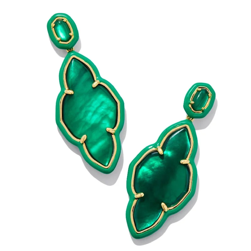 Bold tassel earringsKendra Scott | Abbie Gold Enamel Frame Statement Earrings in Emerald Illusion