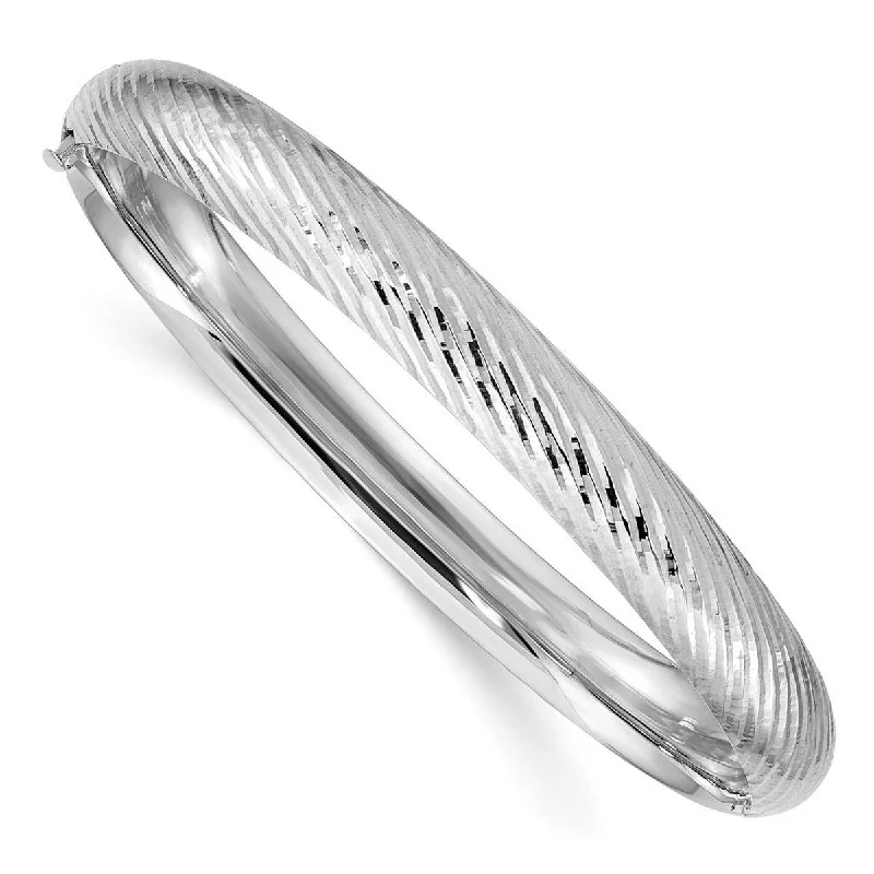 Lightweight bracelets  Curata 14k White Gold 5/16 Textured Cuff Stackable Bangle Bracelet