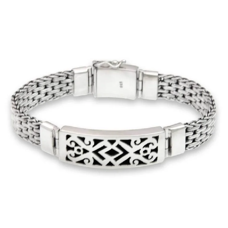 Extra long wrap bracelets  NOVICA Handmade Men's Balinese Warrior Fretwork Sterling Silver Plaque-style Bracelet (Indonesia)