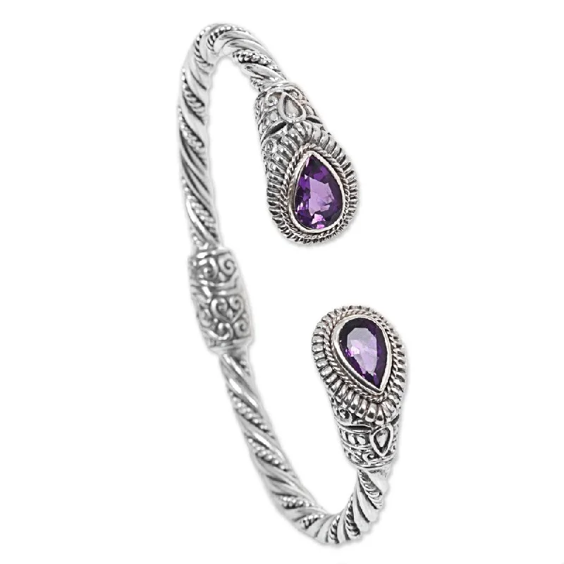 Everyday bracelets for women  NOVICA Handmade Sterling Silver Bright Eyes Amethyst Bracelet (Indonesia)