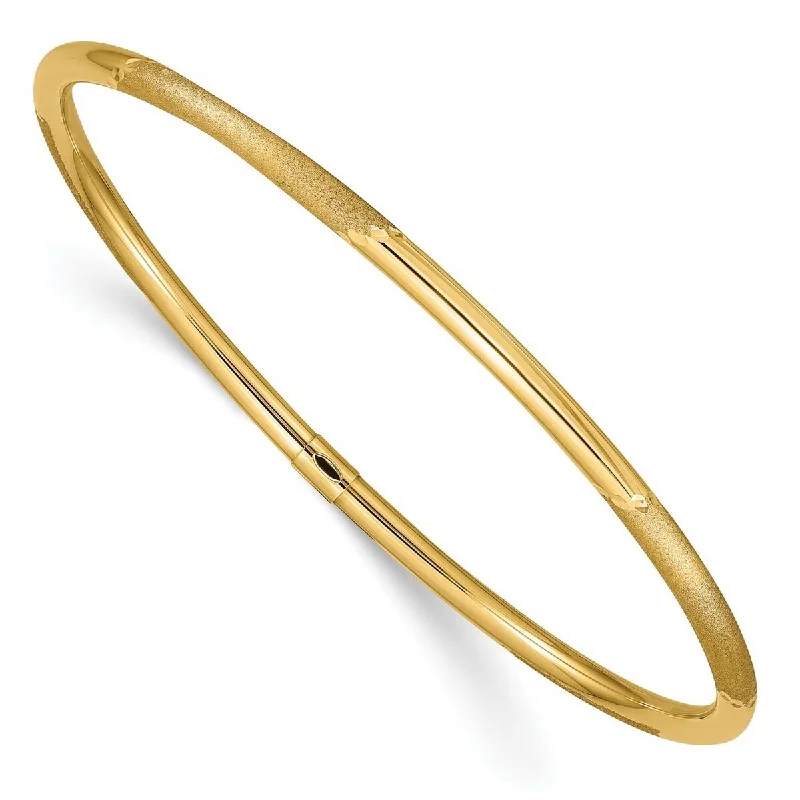 Birthstone bracelets for women  Curata 14k Yellow Gold 3mm Polished and Satin Finish Slip on Stackable Bangle Bracelet