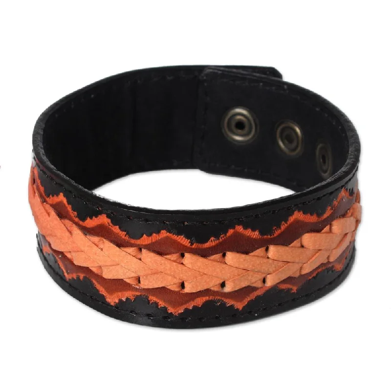 Cross bracelets  Handmade Men's Leather 'Bangkok Casual' Bracelet (Thailand)