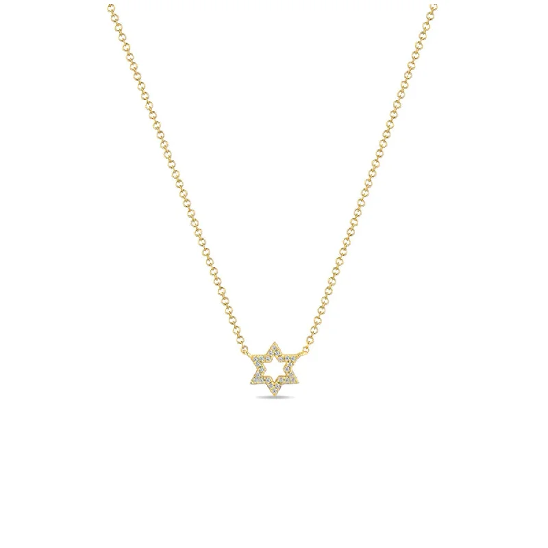 Elegant diamond drop necklaces  14K Diamond Open Star of David Necklace