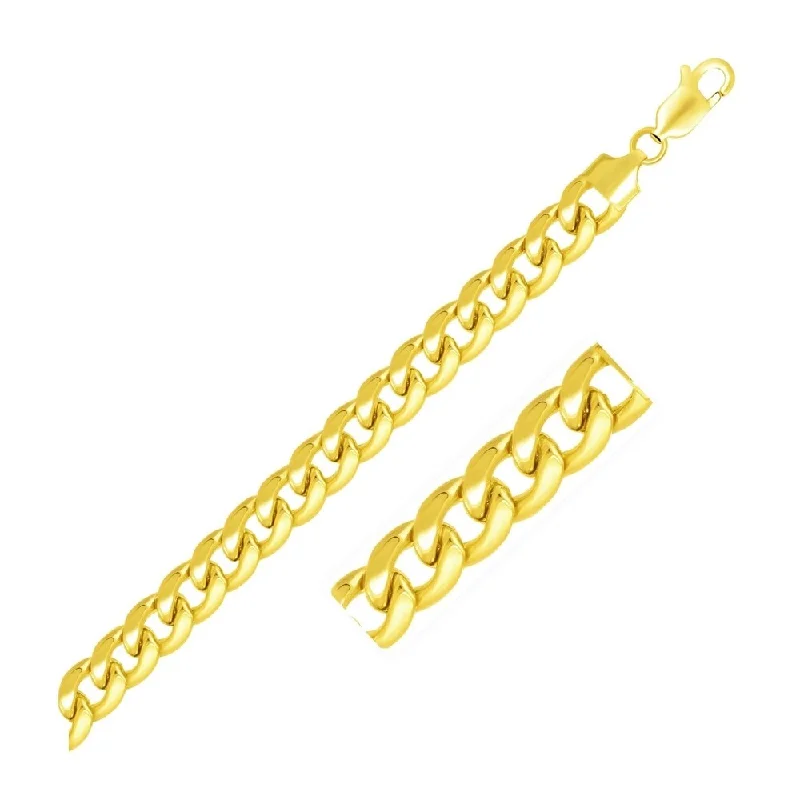 Unique handmade bracelets6.7mm 14k Yellow Gold Solid Miami Cuban Bracelet