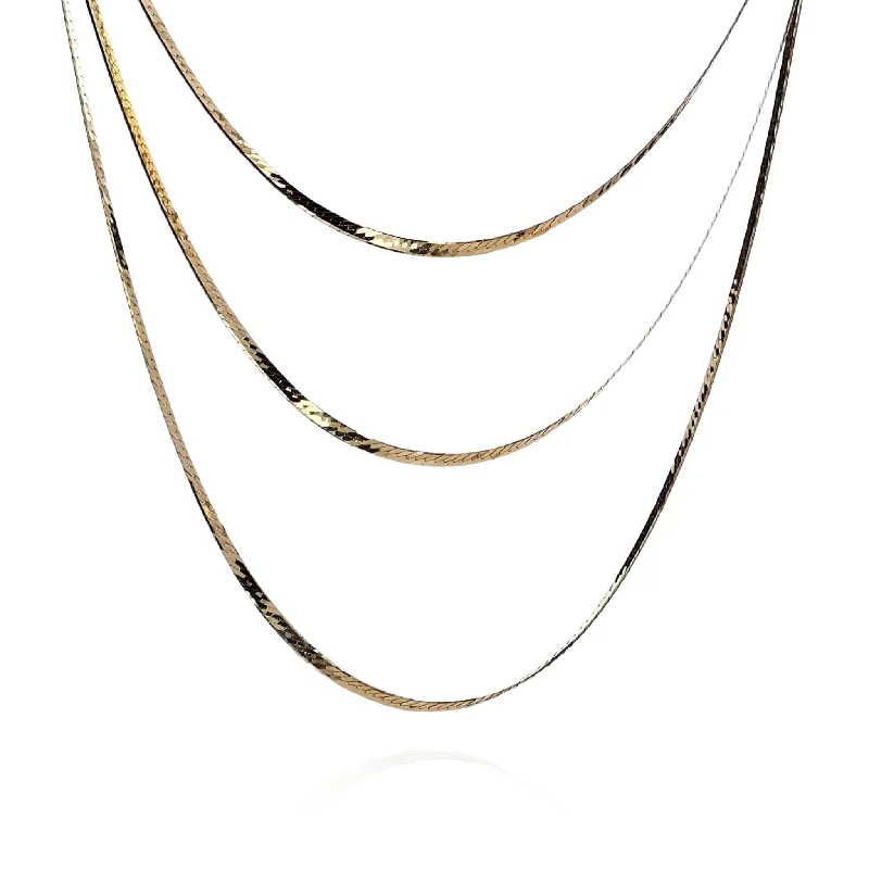 Lightweight necklaces  14k Yellow Gold Multi-Strand Layered Herringbone Necklace