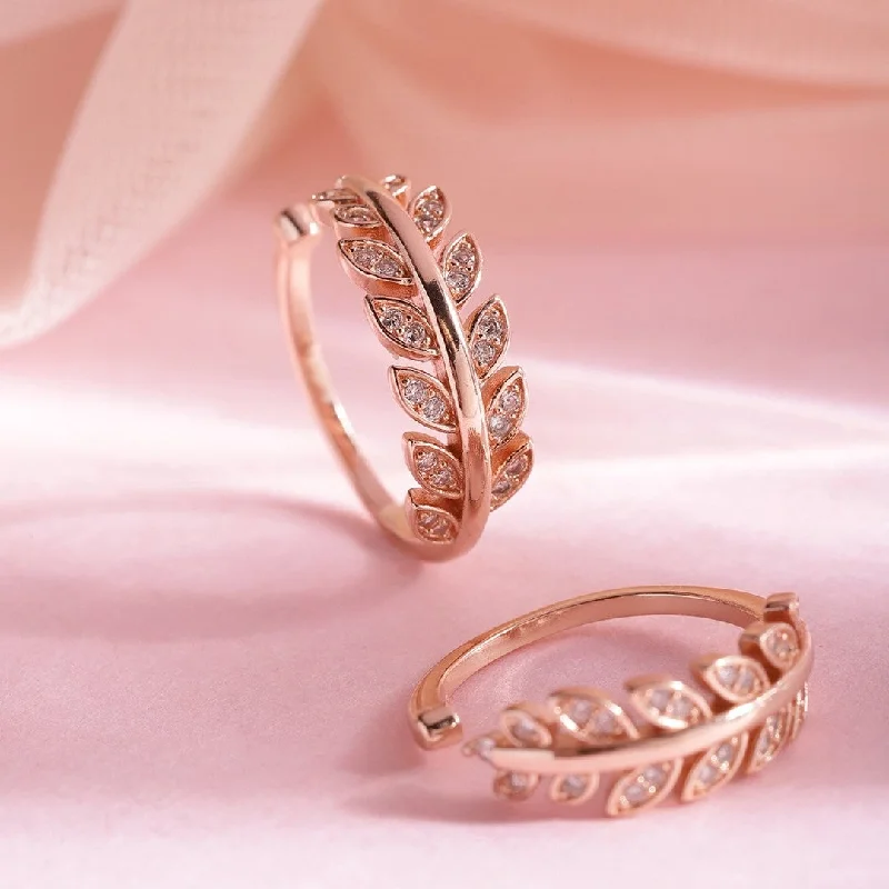 Leafy Rose Gold 925 Silver Toe Ring