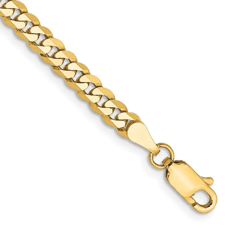 Unique handmade bracelets14k Yellow Gold 3.9mm Flat Beveled Curb Chain Bracelet, 7"