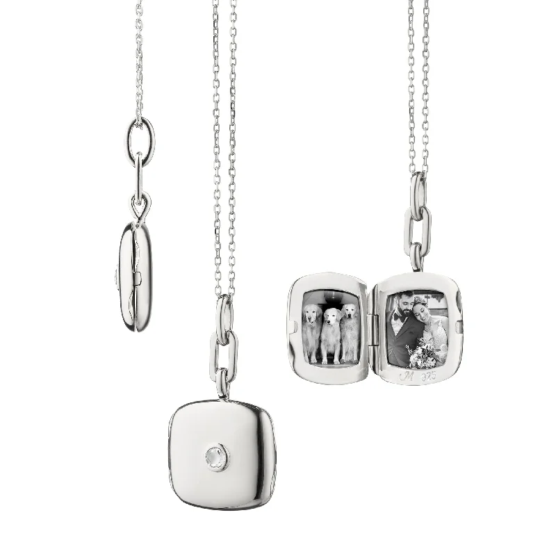 Asymmetrical necklaces  Slim "Viv" Locket Necklace with Sapphire