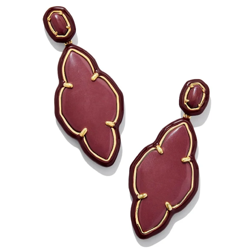 Pearl drop earringsKendra Scott | Abbie Gold Enamel Frame Statement Earrings in Maroon Magnesite