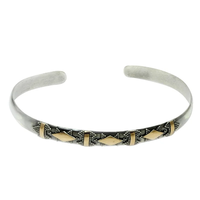 Modern minimalist bracelets  NOVICA Majestic Diamond, Gold accent cuff bracelet