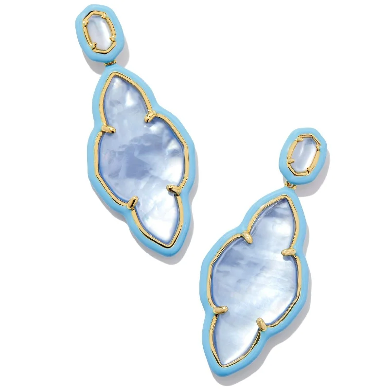 Vintage-inspired earringsKendra Scott | Abbie Gold Enamel Frame Statement Earrings in Periwinkle Illusion