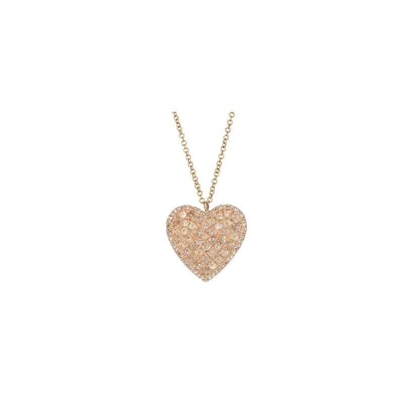 Necklaces for formal events  14KT Rose Gold Diamond Slice Heart Necklace