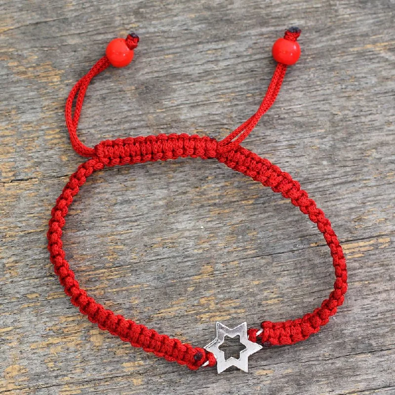 White pearl bracelets  Handmade Sterling Silver 'Star of Hope' Bracelet (India) - Red