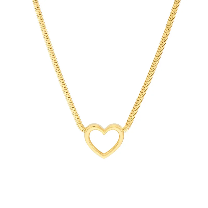 Hexagon pendant necklaces  14k Gold Open Heart Pendant Necklace