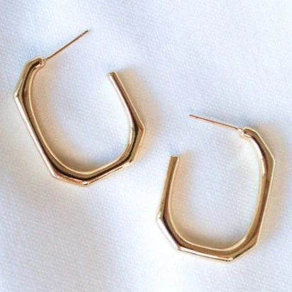 Big statement earringsKinsey Designs | Polly Gold Tone Rectangular Hoop Earrings