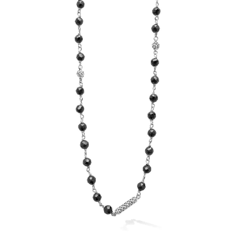 Winter snowflake necklaces  Lagos Caviar Icon Long Black Ceramic Beaded Necklace