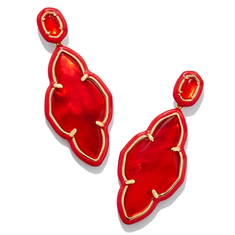 White gold earringsKendra Scott | Abbie Gold Enamel Frame Statement Earrings in Red Illusion