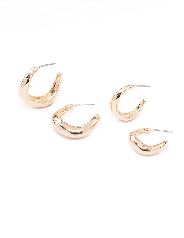 Magnetic clip-on earringsGold Wave Matched Hoop Earring Pack