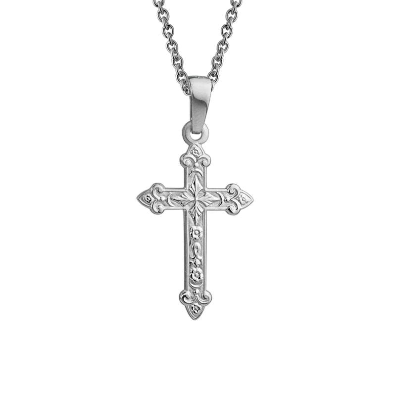 Cubic zirconia necklaces  Sterling Silver Embossed Cross Necklace