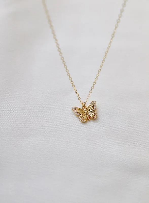 Elegant work necklaces  CZ BUTTERFLY NECKLACE