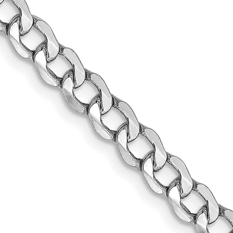 Elegant chain bracelets  Curata 14k White Gold Hollow Polished Lightweight Lobster Claw Closure 4.3mm Semi solid Curb Link Chain Bracelet