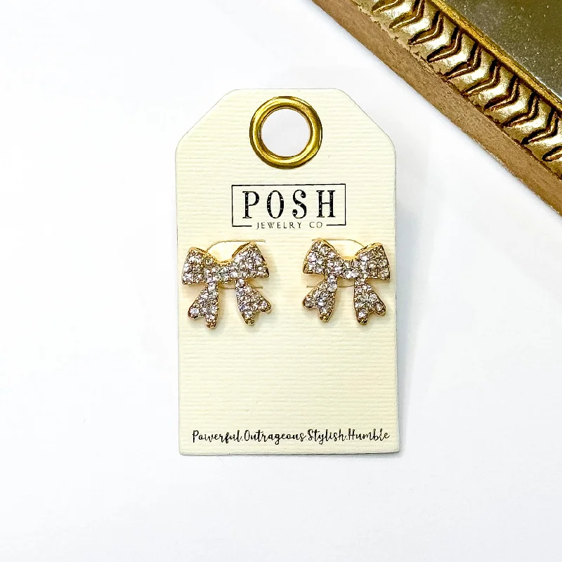 Luxury earrings overPosh by Pink Panache | Twinkle Bow Gold Tone Stud Earrings