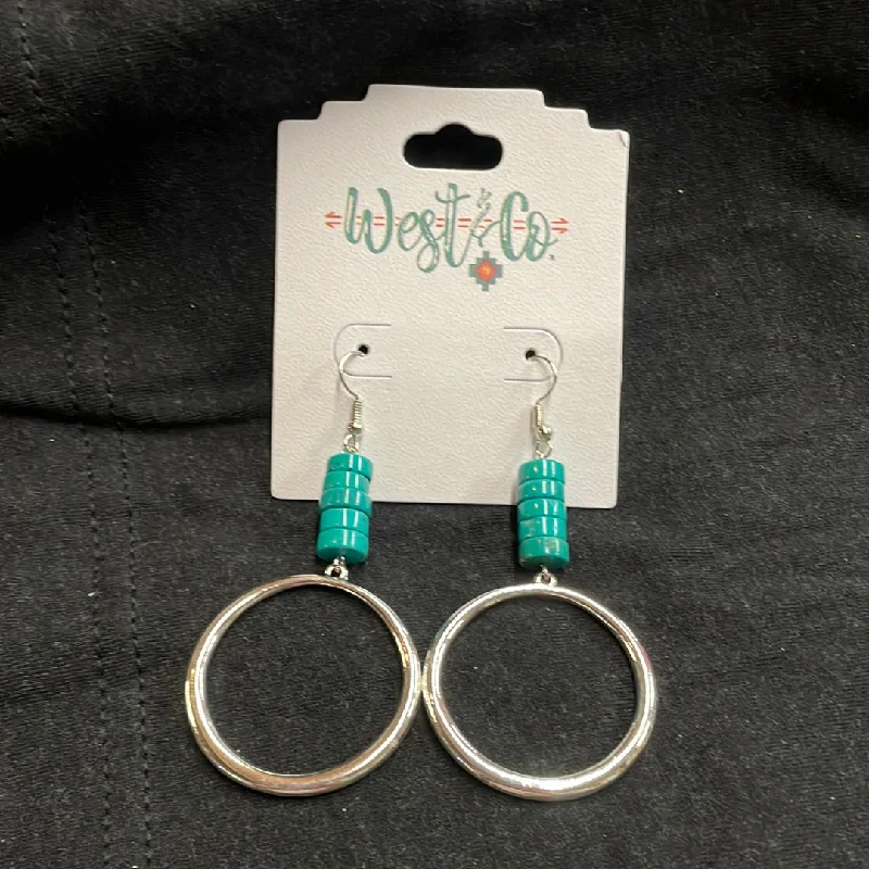 Geometric earringsSilver Hoops With Turquoise Beaded Accents Earrings