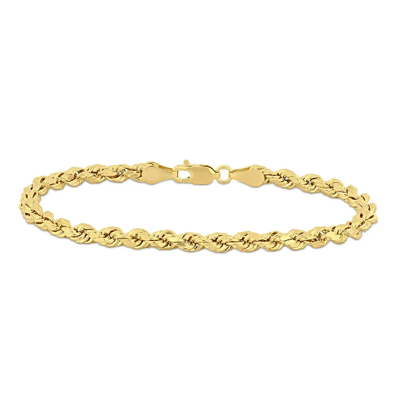 Birthstone bracelets for women  7.5 Inch 14k Yellow Gold Rope Chain Bracelet by Miadora - 4 mm x 7.5 in