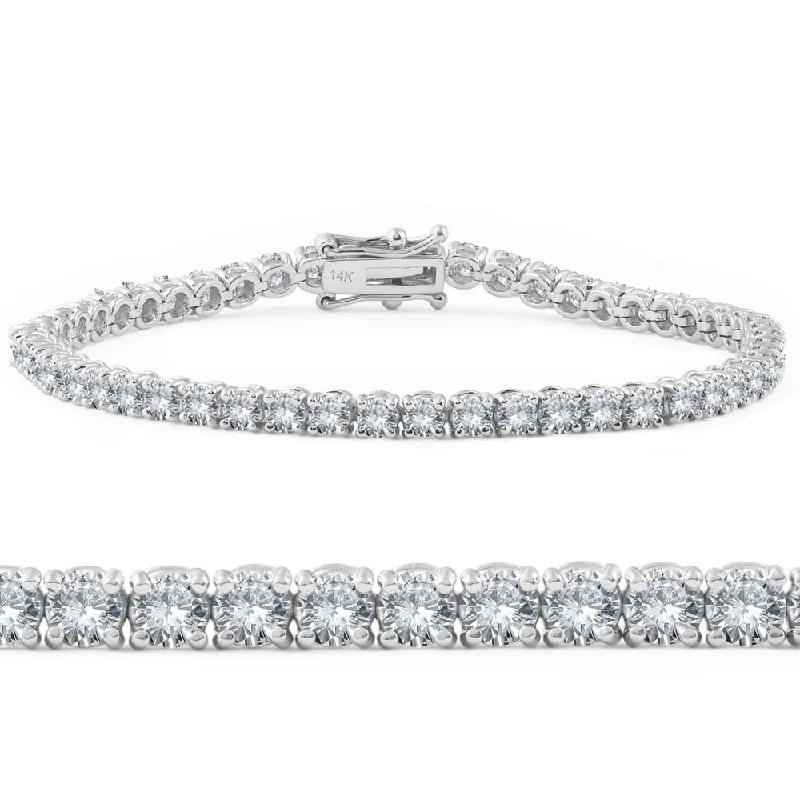 Big statement bracelets  4ct Diamond Tennis Bracelet White Gold