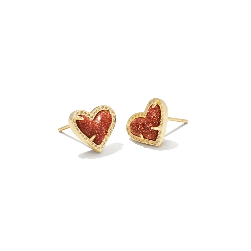 Thin wire earringsKendra Scott | Ari Heart Gold Stud Earrings in Orange Goldstone