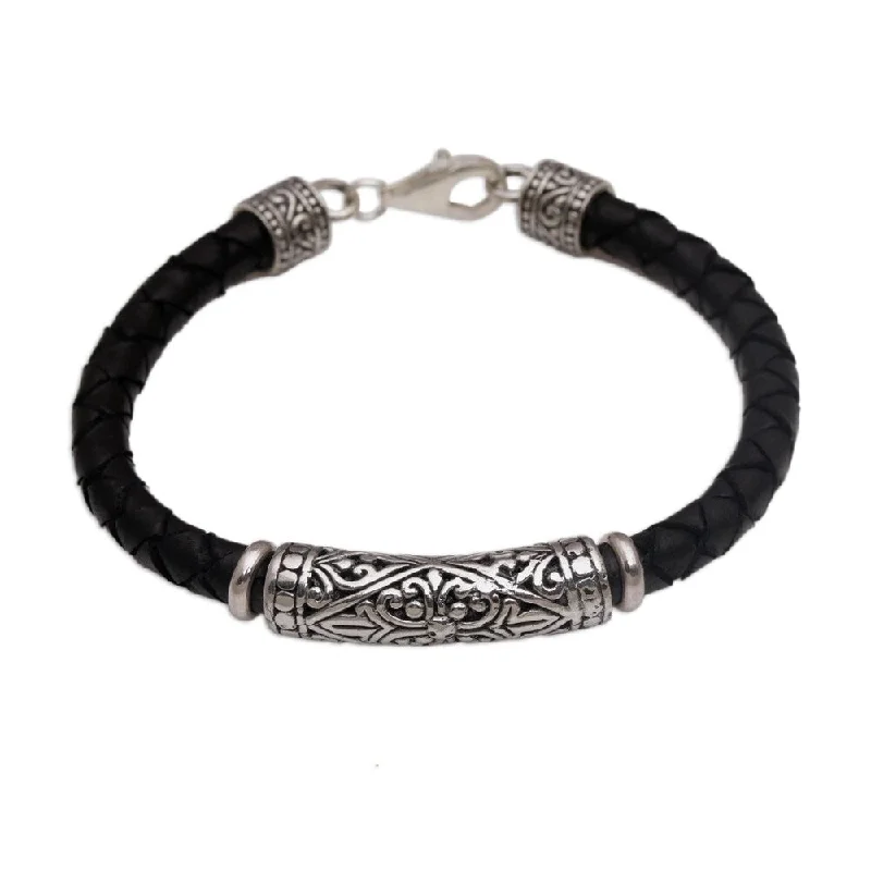 Birthday gift bracelets  Handmade Leather Sterling Silver Lost Kingdom Bracelet (Indonesia)