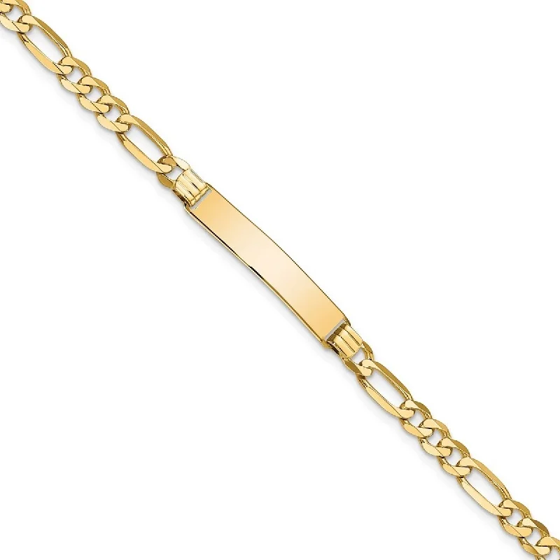 Valentine’s Day gift bracelets  Curata 10k Yellow Gold 6.3mm Engravable Figaro Link ID Bracelet