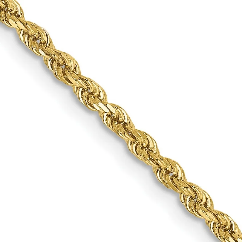 Flower design bracelets  Curata 10k Yellow Gold 7" Solid 2.5mm Sparkle Cut Rope Chain Bracelet