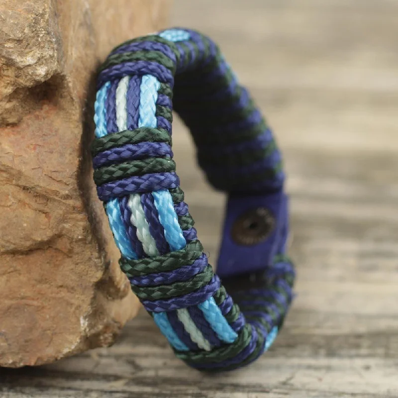 Bar chain bracelets  Handmade Kente Ocean Polypropylene Cord Bracelet (Ghana)