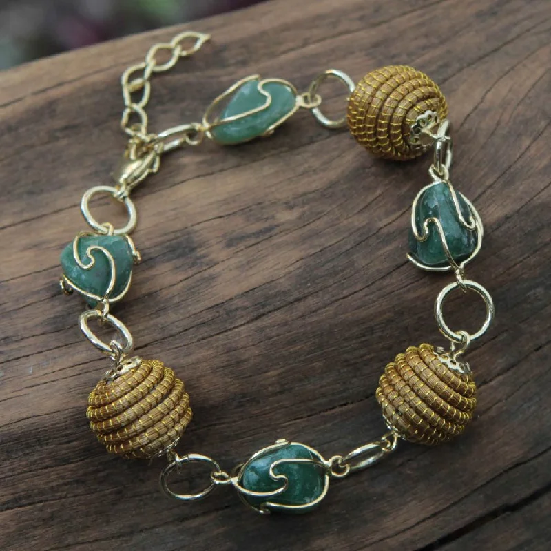 Gothic bracelets for women  Gold Overlay 'All Aglow in Green' Agate Bracelet (Brazil)