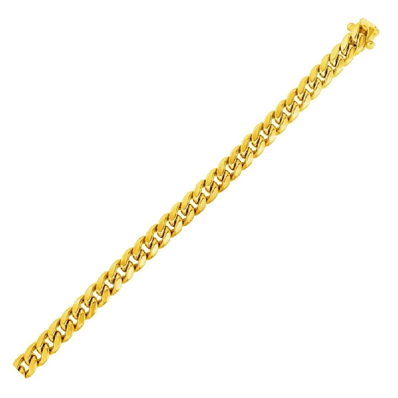 Three-layered bracelets for women  6.1mm 14k Yellow Gold Semi Solid Miami Cuban Bracelet