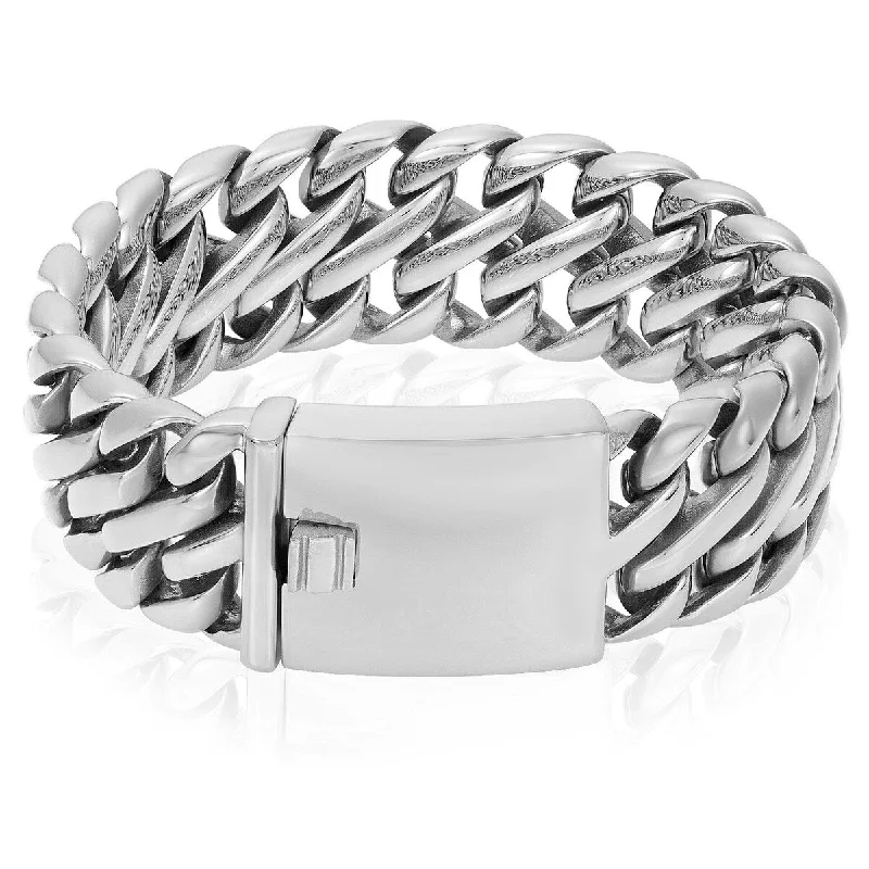 Adjustable bracelets for women  Crucible Men's Fancy Wide Curb Link Stainless Steel Bracelet (23mm)