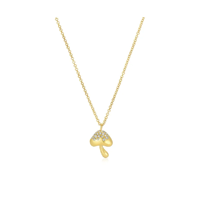 Asymmetrical necklaces  14K Small Diamond Mushroom Necklace